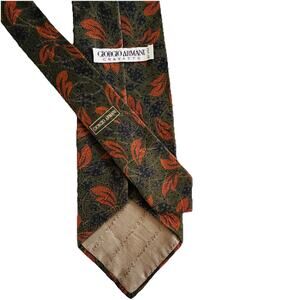 Giorgio Armani Cravatte Green Fall Leaves Men's Neck Tie SIlk 3.75 x 58